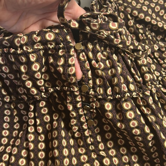 FREE PEOPLE STAR DIP TUERED SMOCKED BUTTON FRONT COTTEN MINI DRESS SP - Picture 3 of 14